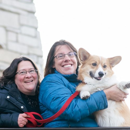With our dog, Buzby