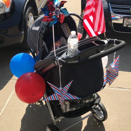 Ben's stroller got festive for the 4th of July parade