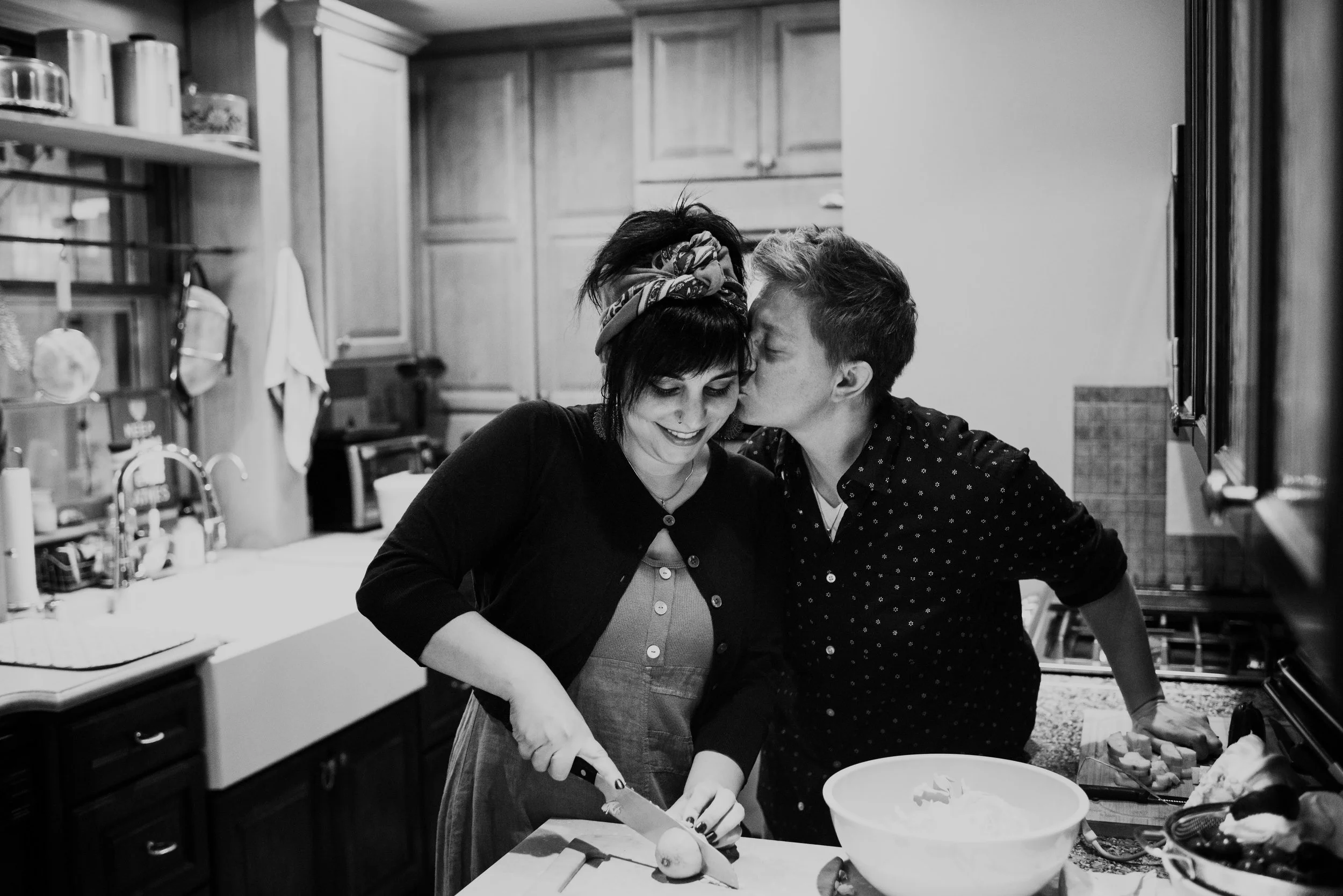 in the kitchen together