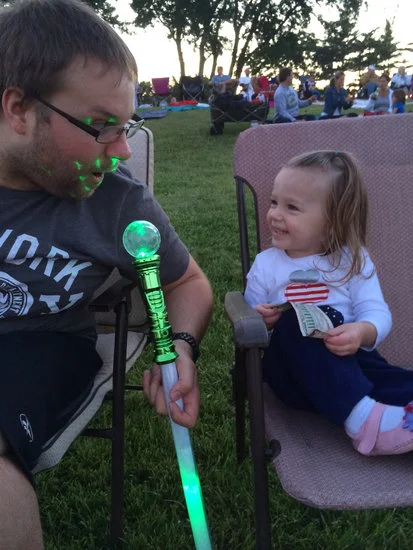Maddie laughing at goofy Uncle Tim
