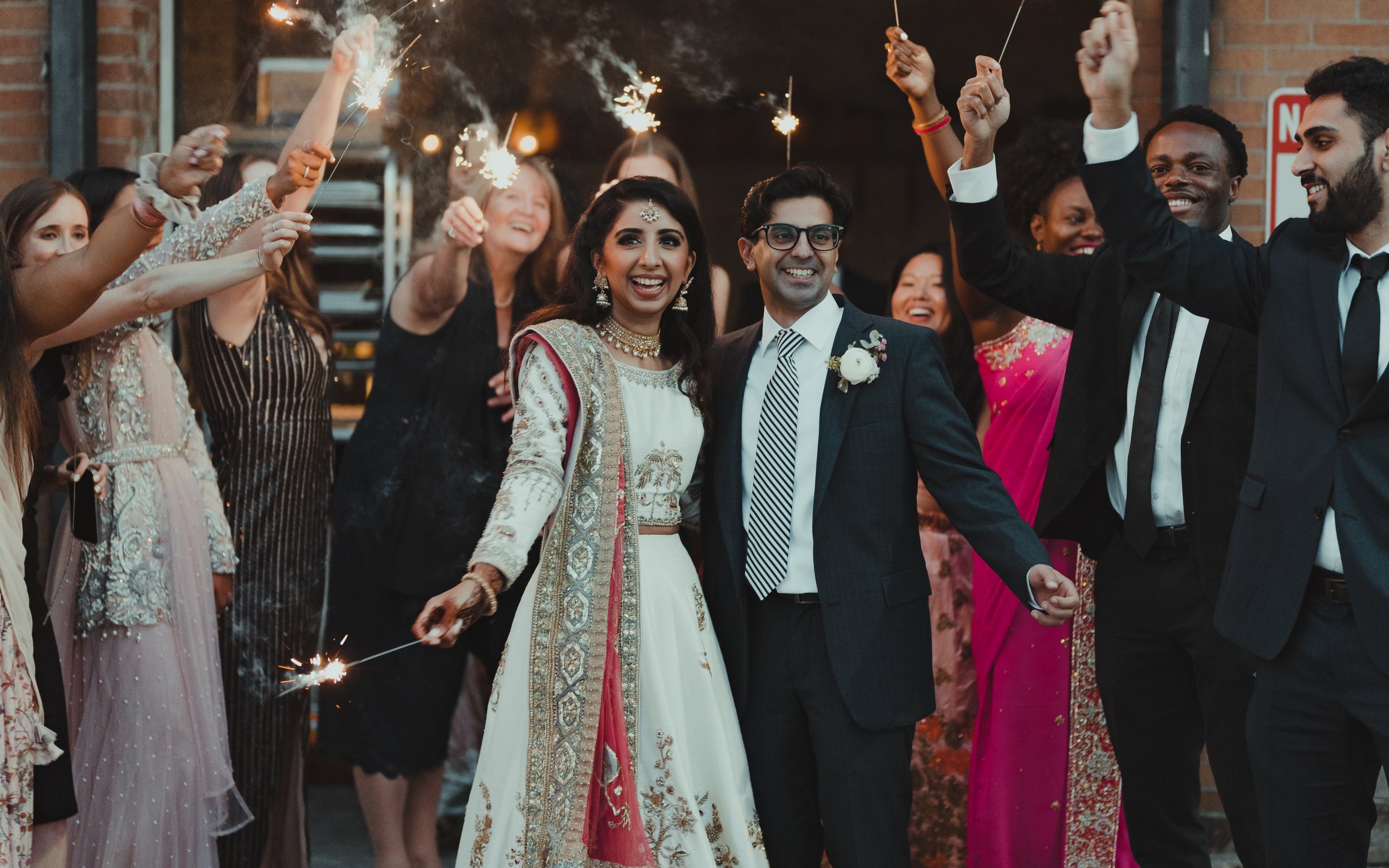 couple makes sparkler exit at the castle by marlow events in brooklyn