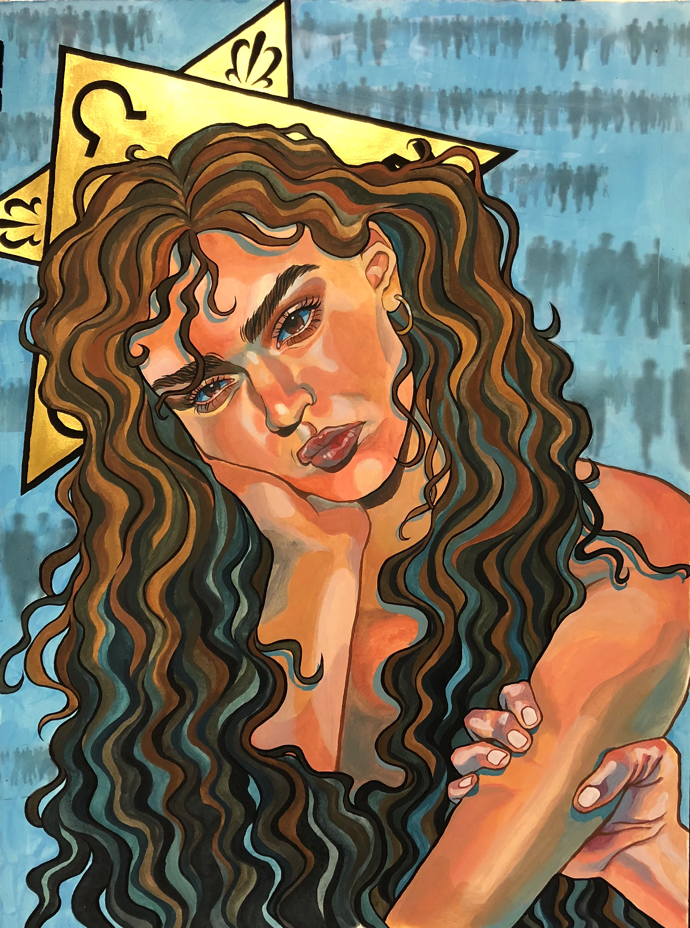 "The Attachment," Gouache and screentone on paper, 2018