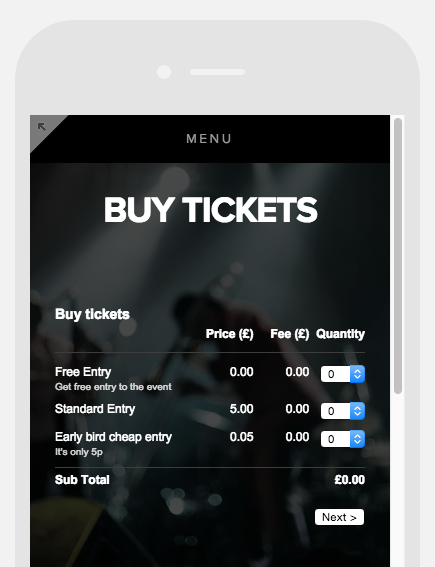 Squarespace buy tickets on mobile