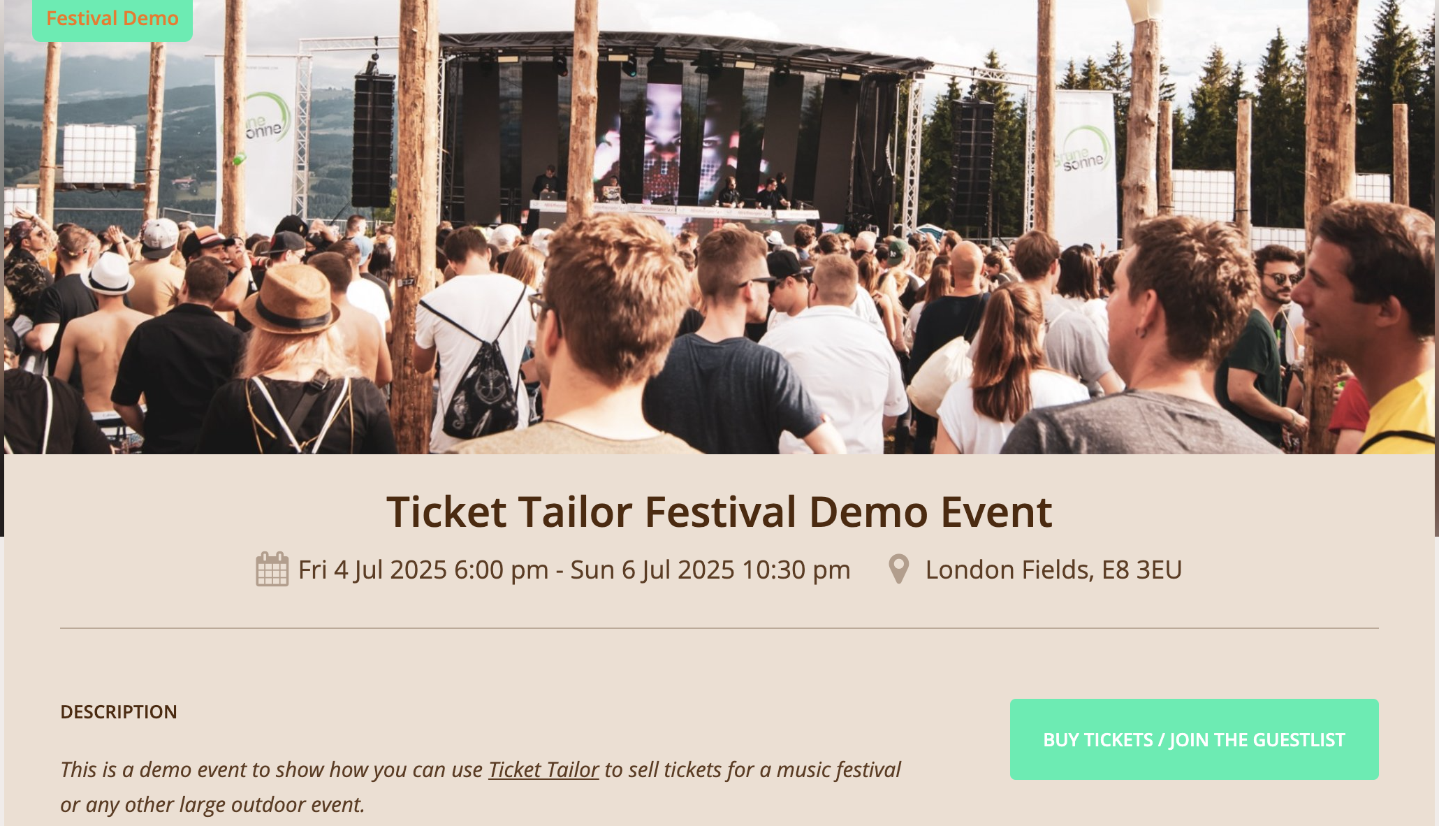 Ticket Tailor demo events 