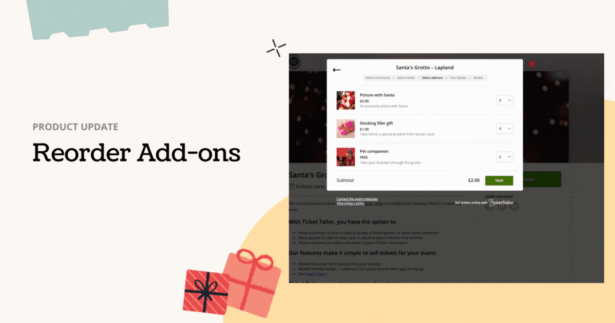 New: Customise your checkout by reordering Add-ons