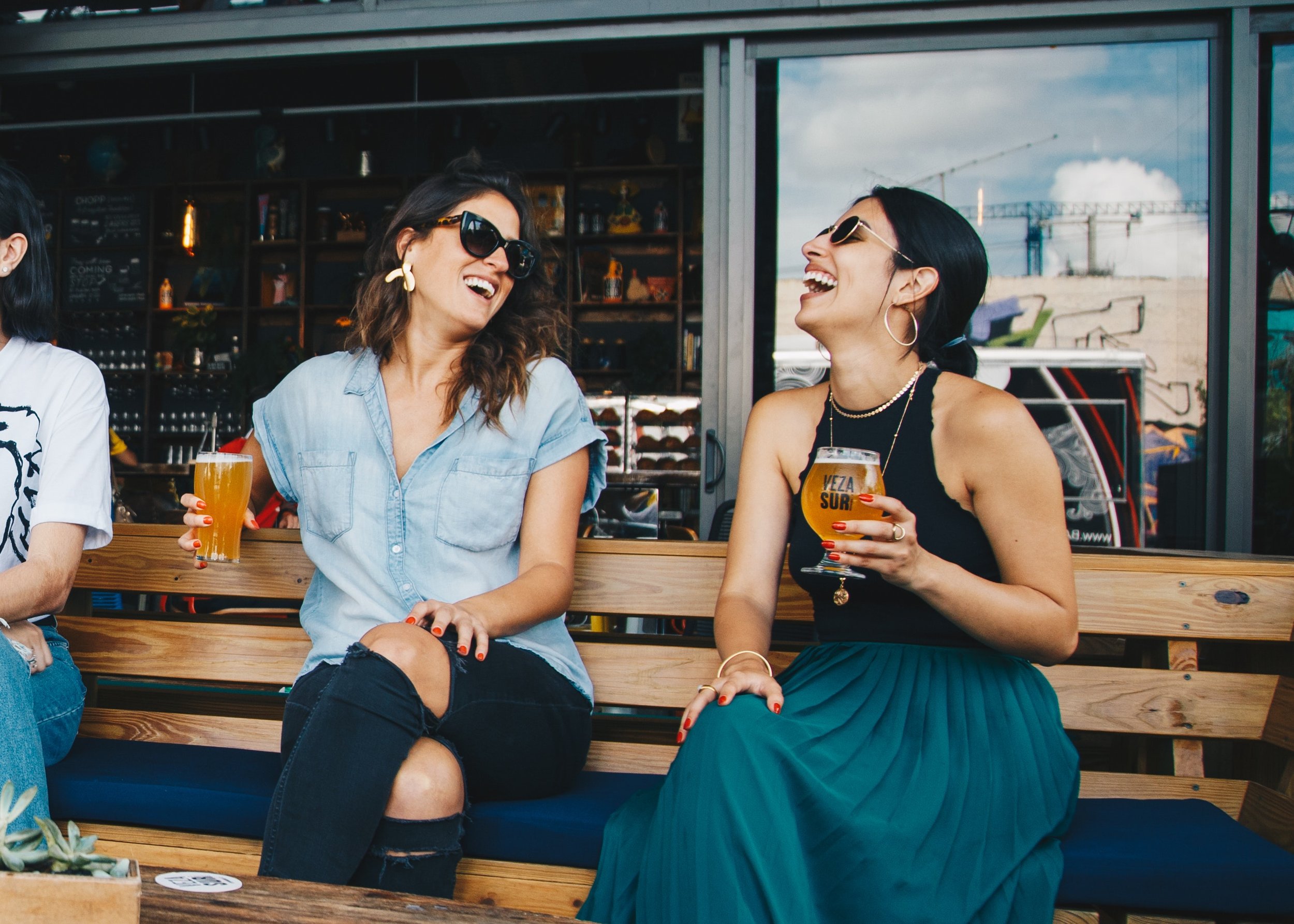 Women drinking beer sold as an Add-on at beer festival