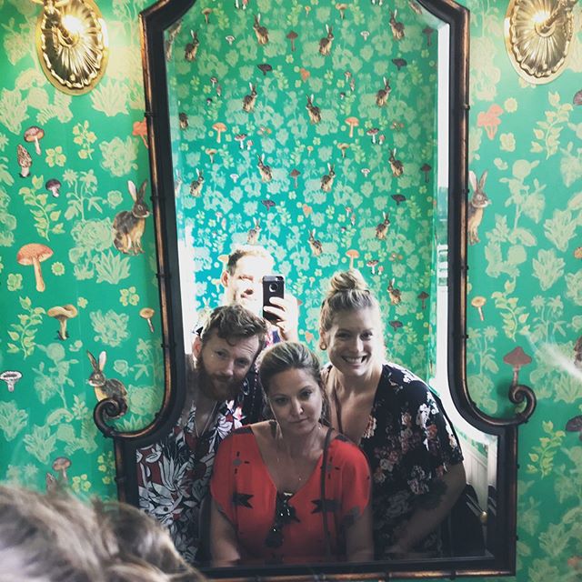 When the gang sneaks a photo of magical wallpaper at the Fort Greene Home Tour #nophotosallowed #whatafunghi
