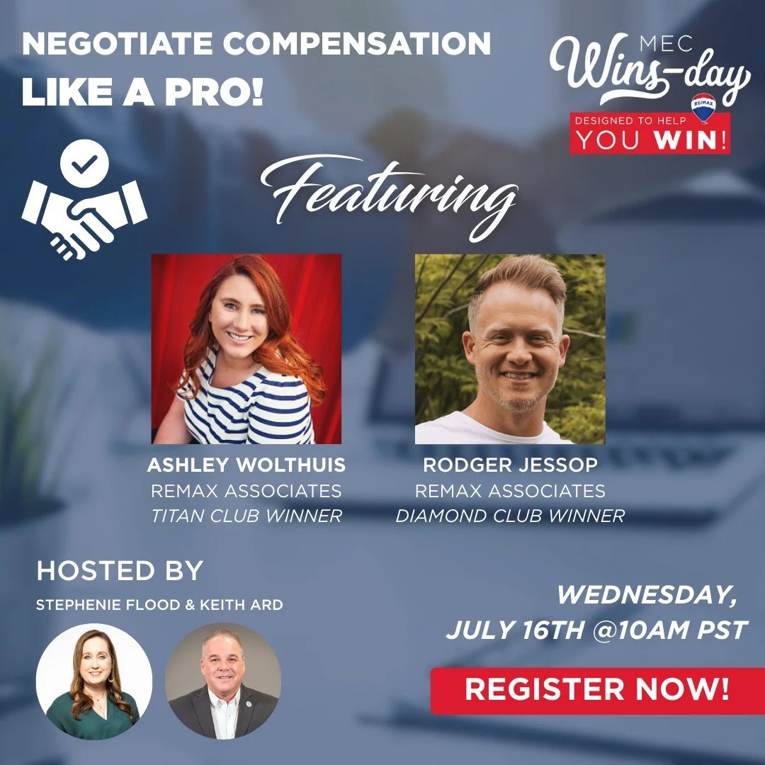 📅 Wednesday, July 16th at 10am pst
➡️ Register Now: Link in Bio!
✅All REALTORS&reg; Welcome

On this MEC, learn how to advocate for yourself to your clients! Make what you deserve and explain why with tips from these negotiation experts!

Both REMAX