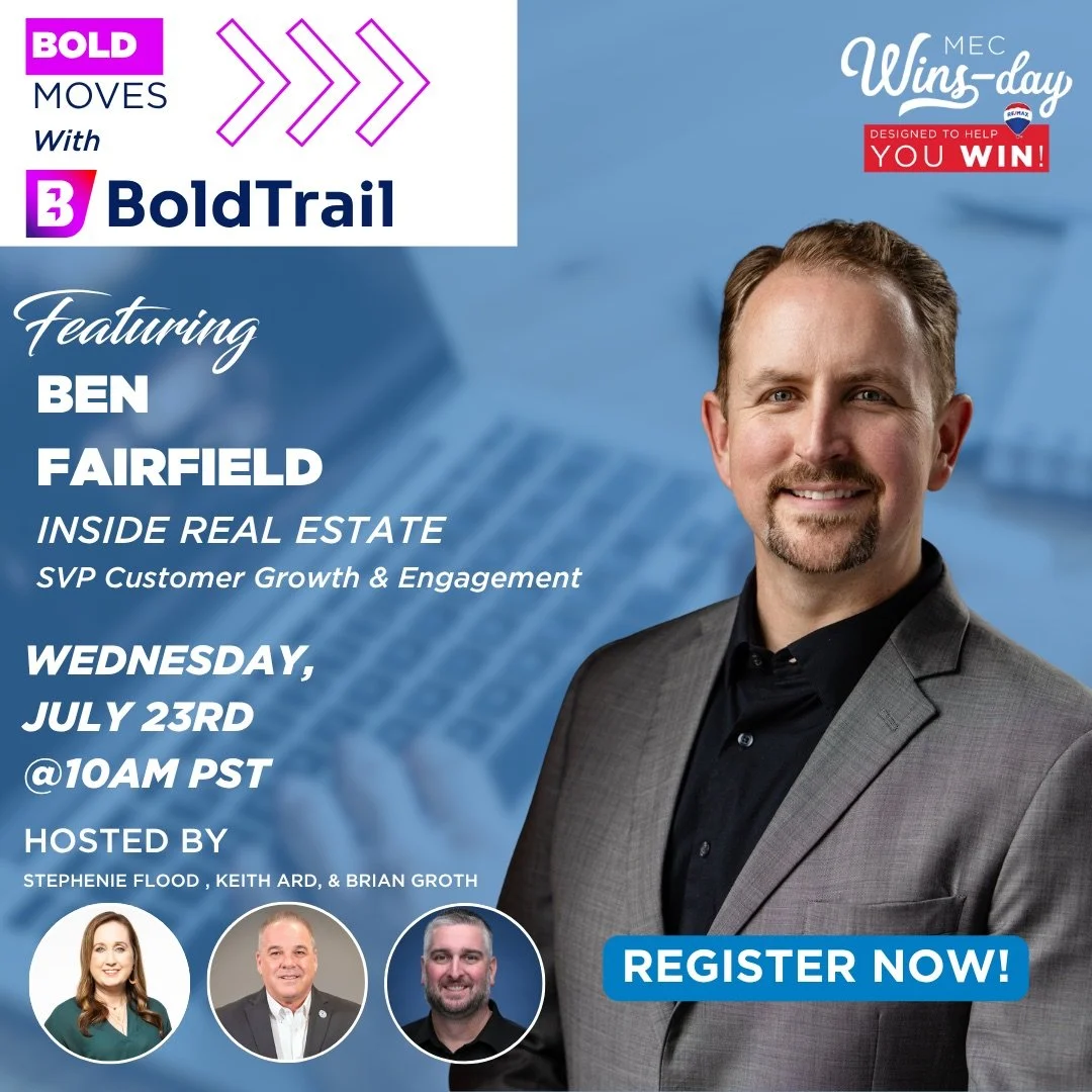 Bonus MEC Alert 🚨

📅 7.23 @10AM PST
➡️ Register Now: Link in Bio!
✅All REALTORS&reg; Welcome

On this MEC, your hosts are joined by Inside Real Estate's SVP of Customer Growth &amp; Engagement, Ben Fairfield, to kick off our new BoldTrail campaign!