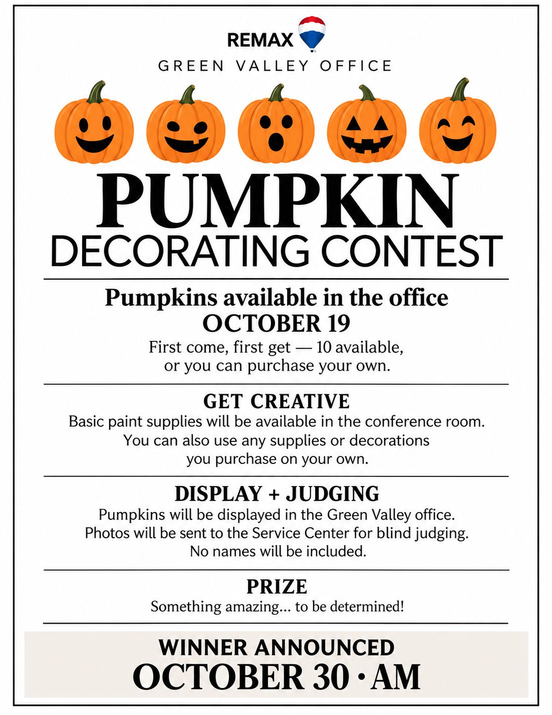 Green Valley Pumpkin Decorating Contest