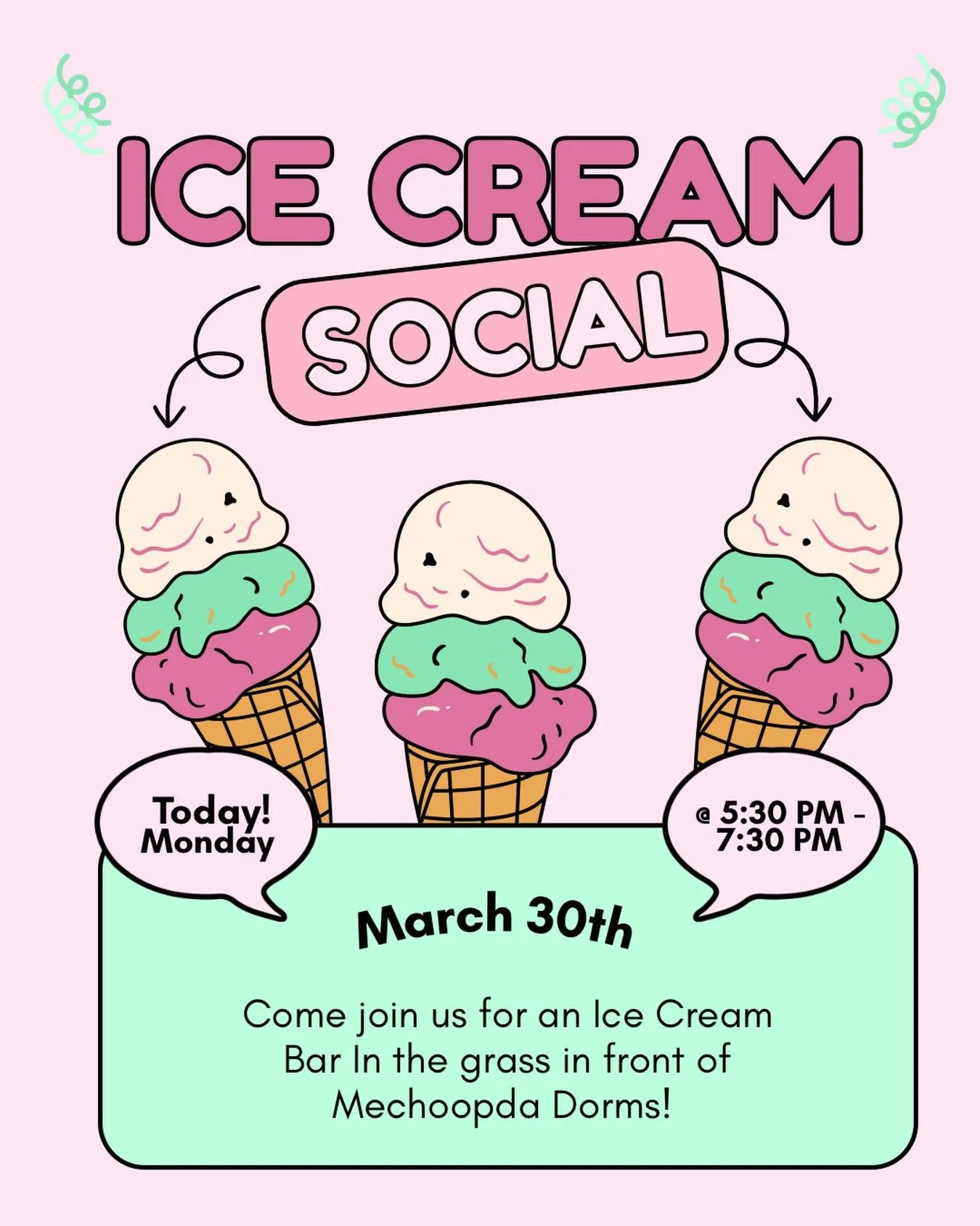 Calling ALL FRESHMEN! TONIGHT! Come hang out and grab some delicious ice cream in front of the dorms.🍦