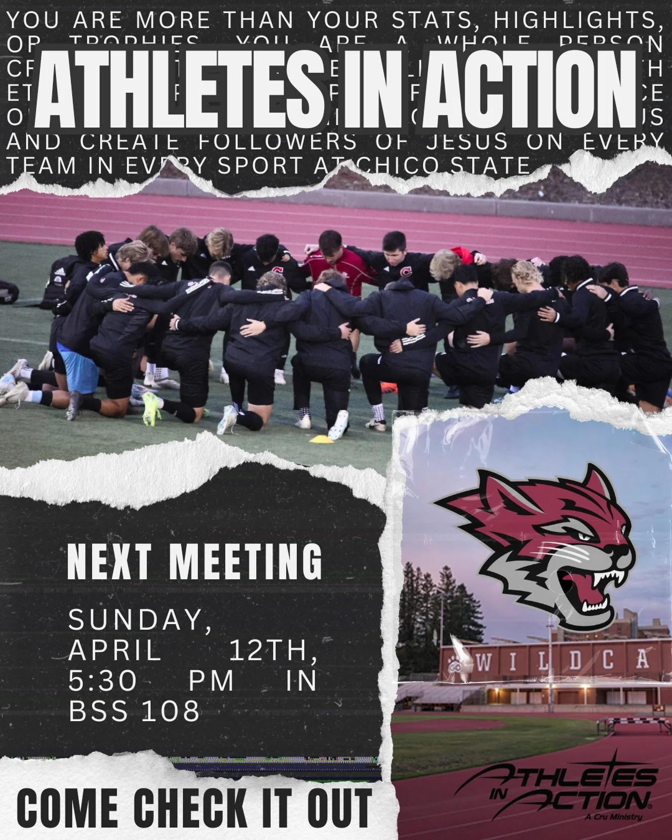 ARE YOU A STUDENT ATHLETE? 🤔 If Yes! We want to connect you to our Athetes in Action ministry within Cru. If No! We want you to connect a student athlete to our Athletes in Action ministry within Cru🤗.

This Sunday at 5:30 PM in BSS 108 come hear a