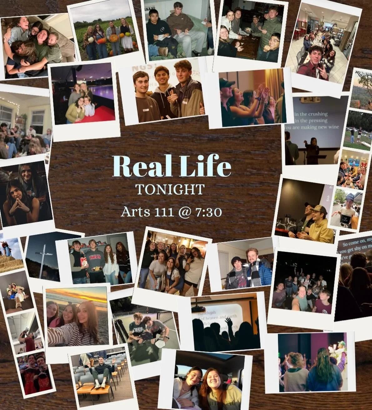 Real Life TONIGHT ARTS 111 @ 7:30 Come hear Luke Bryant speak about the Foolish Rich Man Parable. 
It&rsquo;s going to be great, hope to see you there&hellip;
The Parable Series pt.2!