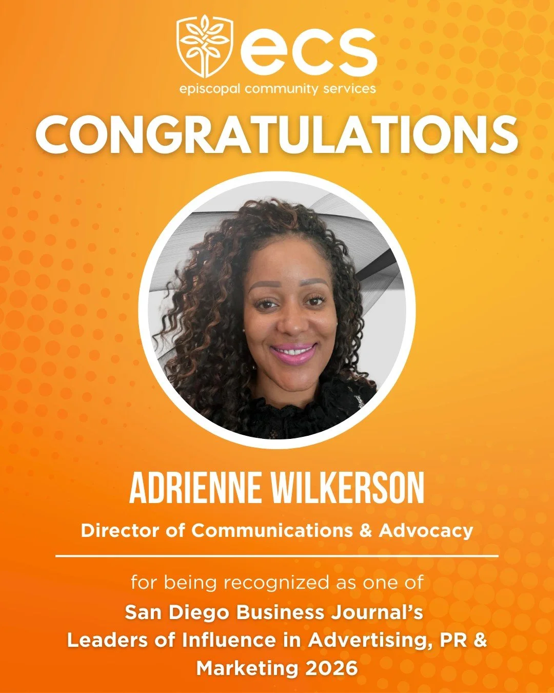 🎉Please join us in congratulating our Director of Communications &amp; Advocacy, Adrienne Wilkerson, for being named one of the San Diego Business Journal&rsquo;s (@sdbusinessjournal) Leaders of Influence in Advertising, PR &amp; Marketing for 2026.