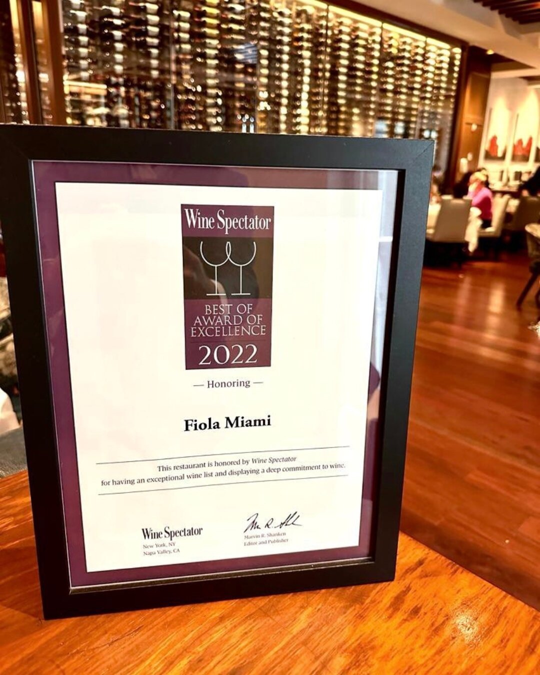 Fiola Miami is proud to have received @Wine_Spectator's &ldquo;Best of Award of Excellence&rdquo; for 4 consecutive years. This award, which goes to less than 1% of all restaurants, symbolizes our commitment to having the best wine program &mdash; bo