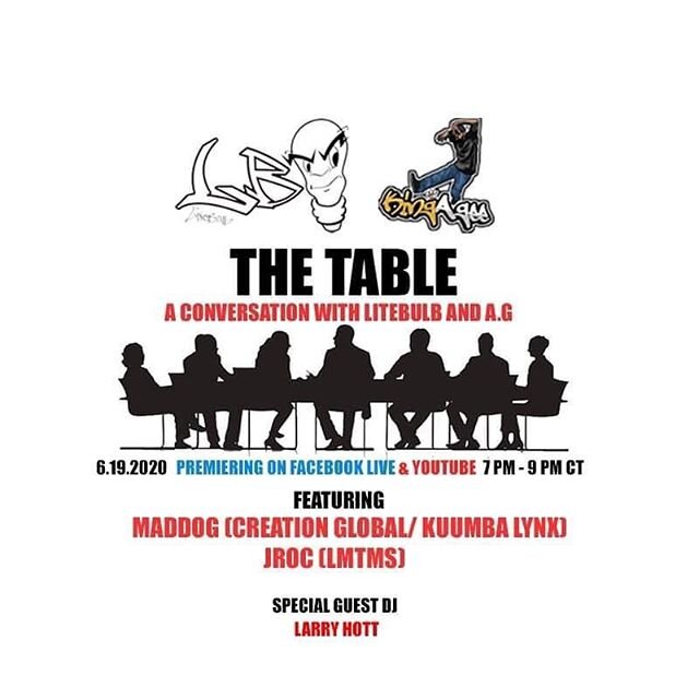 💡 This Friday #TheTable A conversation @bulbtheera &amp; @kingagee_tsfc featuring @jroclmtms &amp; @kl_maddog_fwk special guest @larry_hott_dancer @dj_larry_hott Make sure y&rsquo;all tune in for this one!
.
.
.
.
#dancers #djs #chicagofootwork #cul