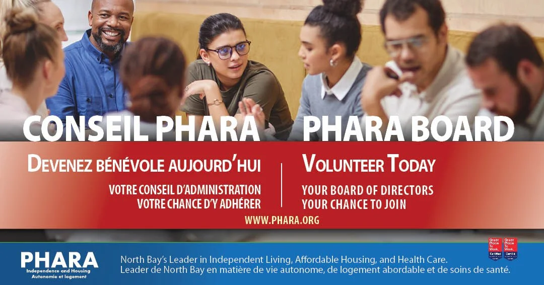 Now Recruiting: PHARA Board Volunteers

PHARA Community Services is seeking passionate, skilled community members to join our Board of Directors. This is a meaningful opportunity to contribute your expertise, help guide our strategic direction, and s