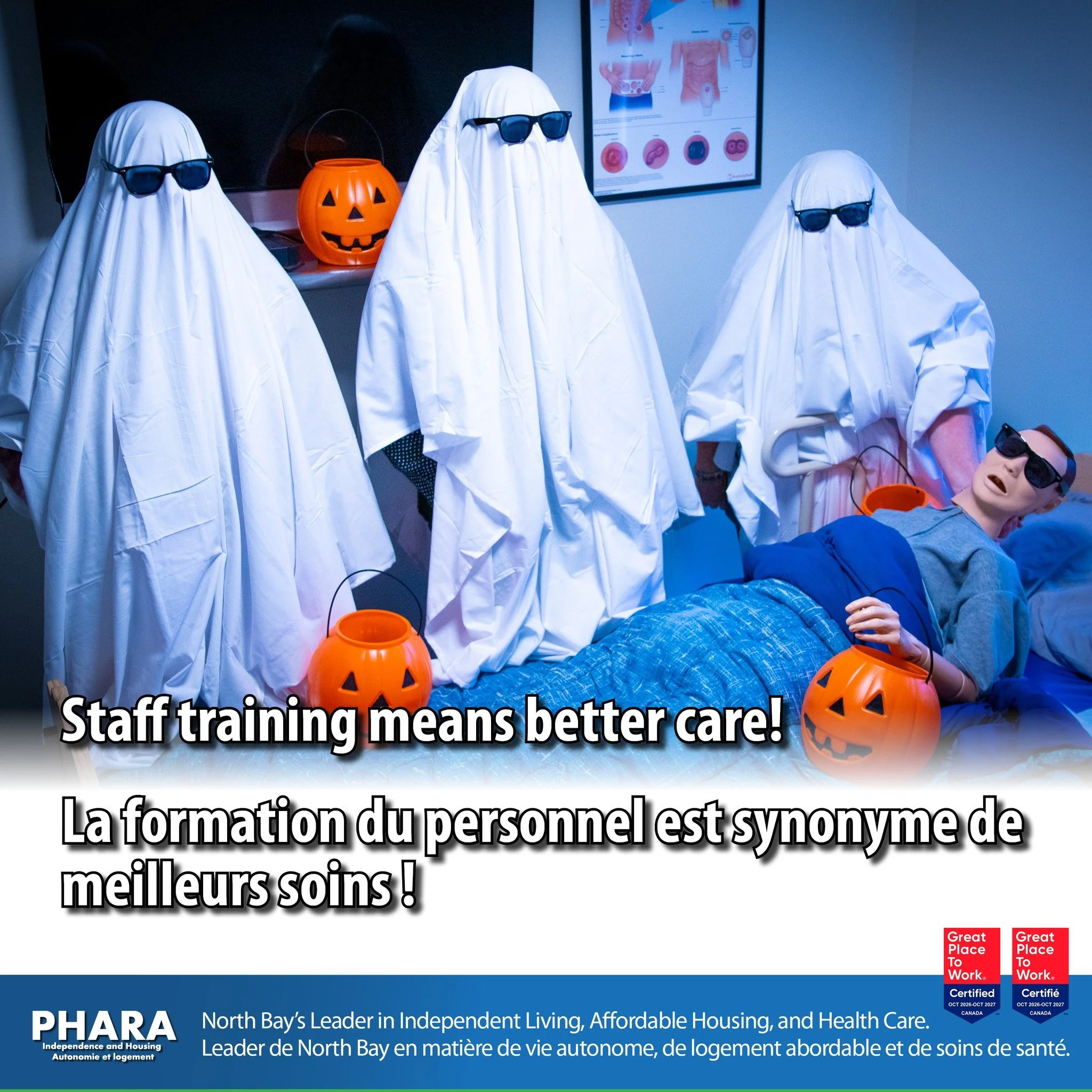 WE MIGHT BE DRESSED AS GHOSTS, BUT ONGOING EDUCATION DOESN'T SCARE US! 
Providing exceptional care and support starts with investing in the people who make it possible. At PHARA Community Services, we believe our staff should have the knowledge, skil