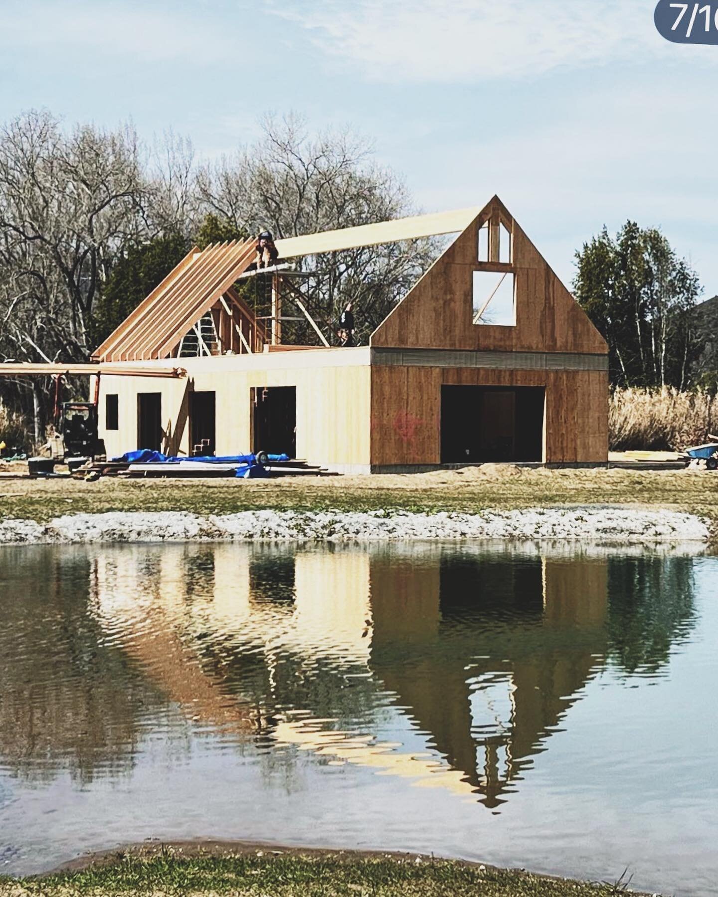 First came the oak grove, second came the lake, third comes the hosting barn the frosting on the cake.  We are so proud to be part of this adventure!#sterryarchitecture #clos_racines #trufflefarm #campolandscape #lakecountyca