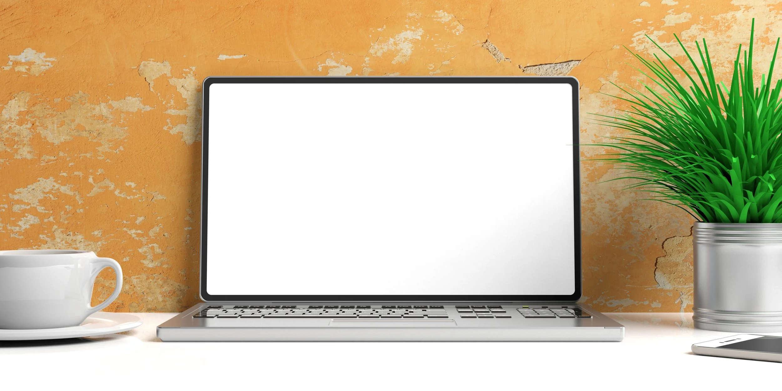 laptop-with-blank-screen-and-books-on-a-white-PZFESJY.jpg