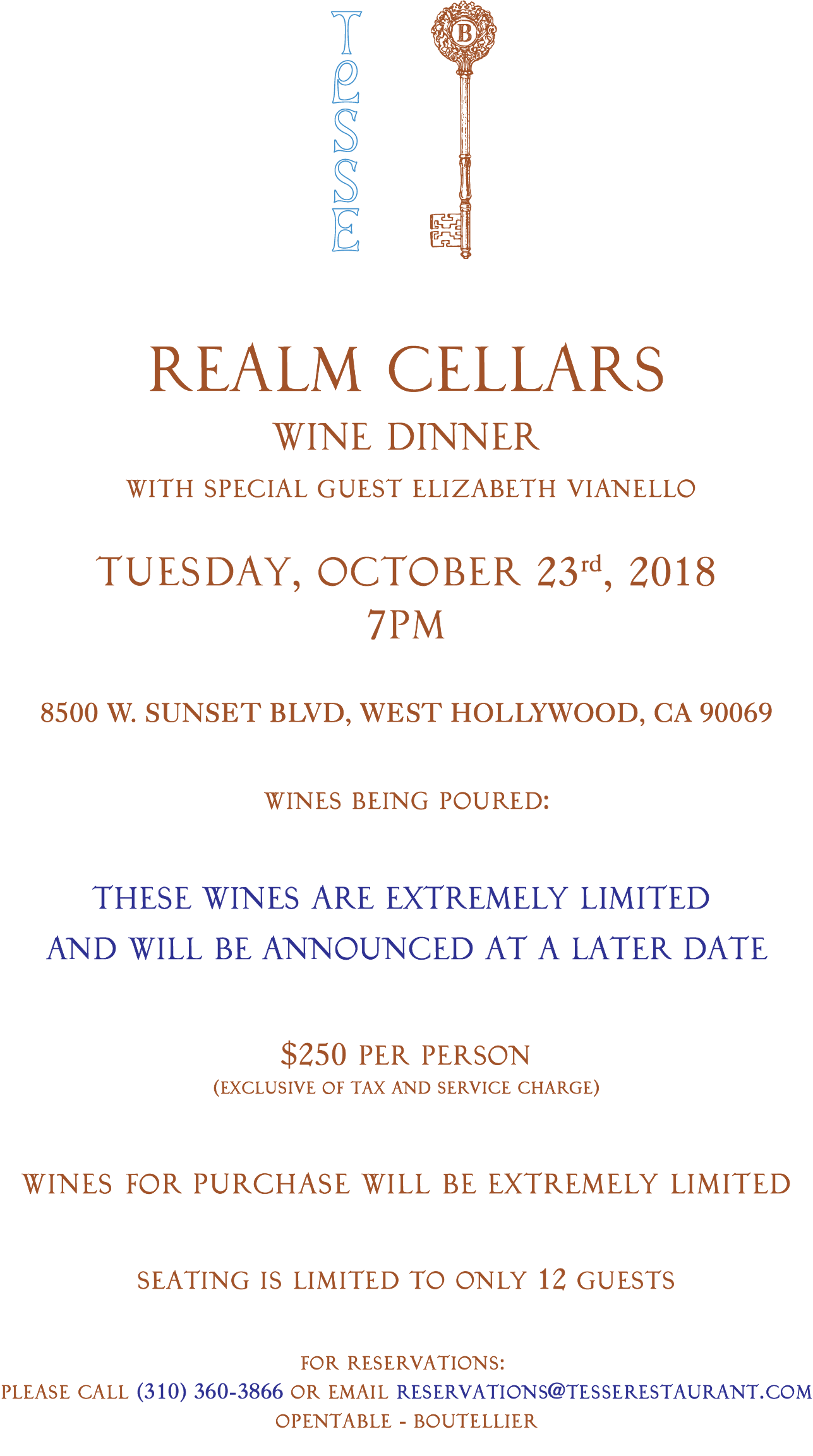 wine dinners — Tesse