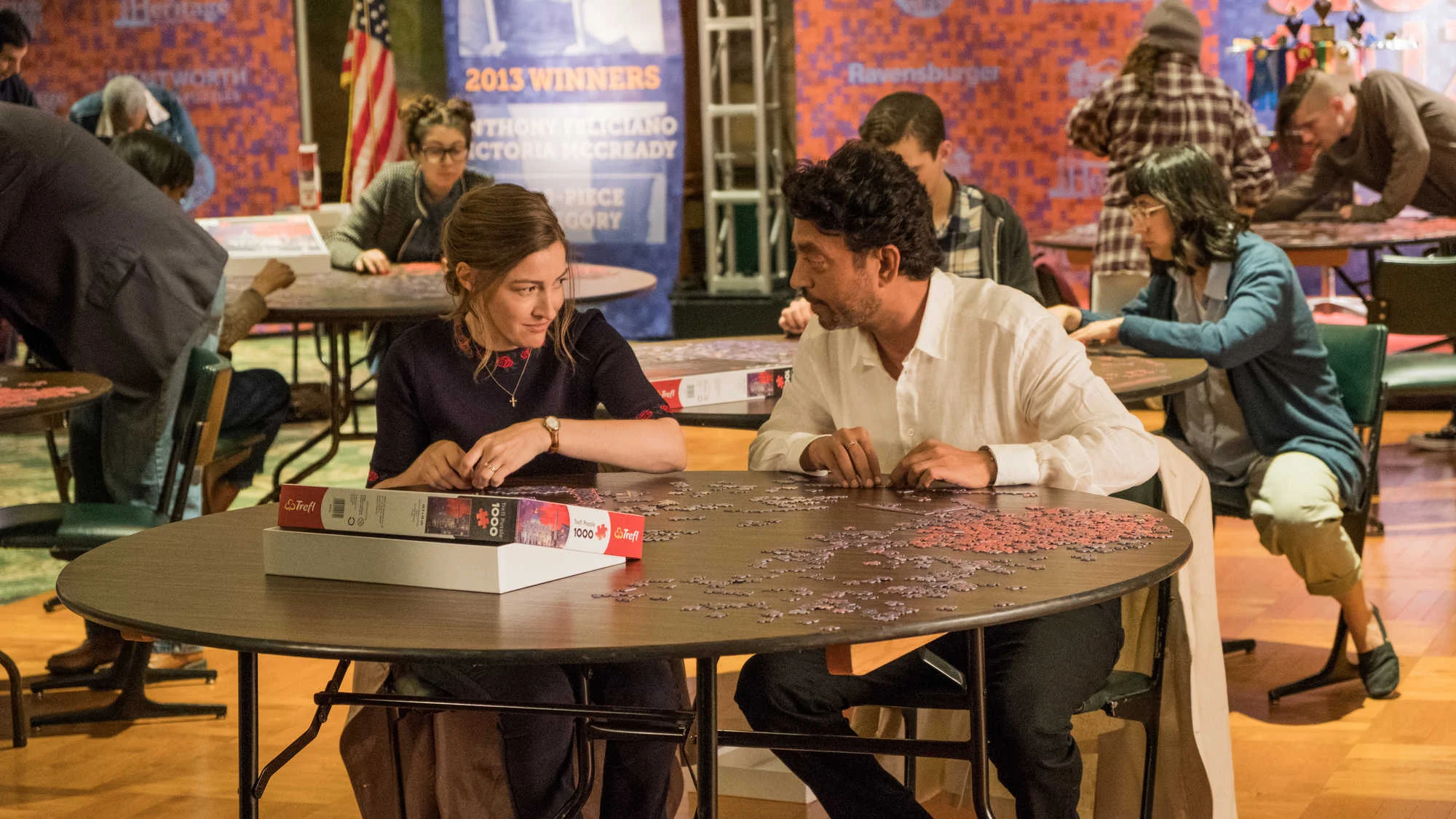 Scene from Puzzle featuring Kelly Macdonald and Irrfan Khan