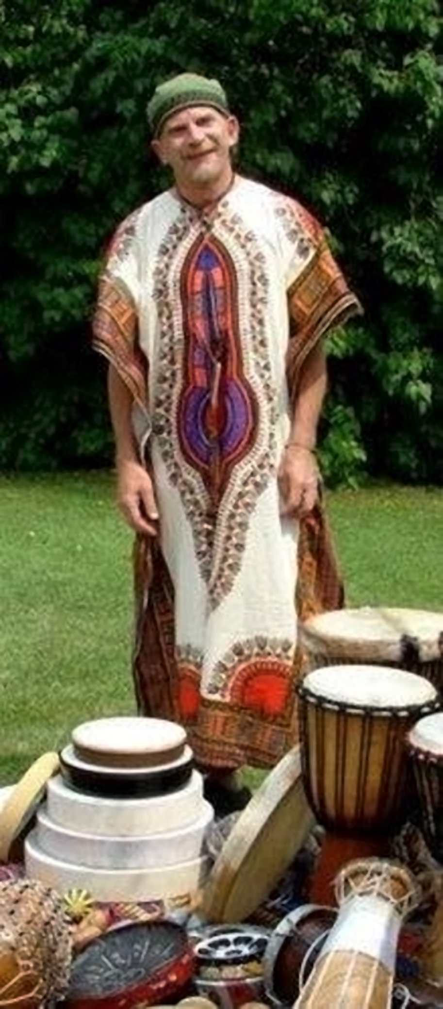 Barry Howard, better known as Bazza, leads the audience in an energetic African drum circle.