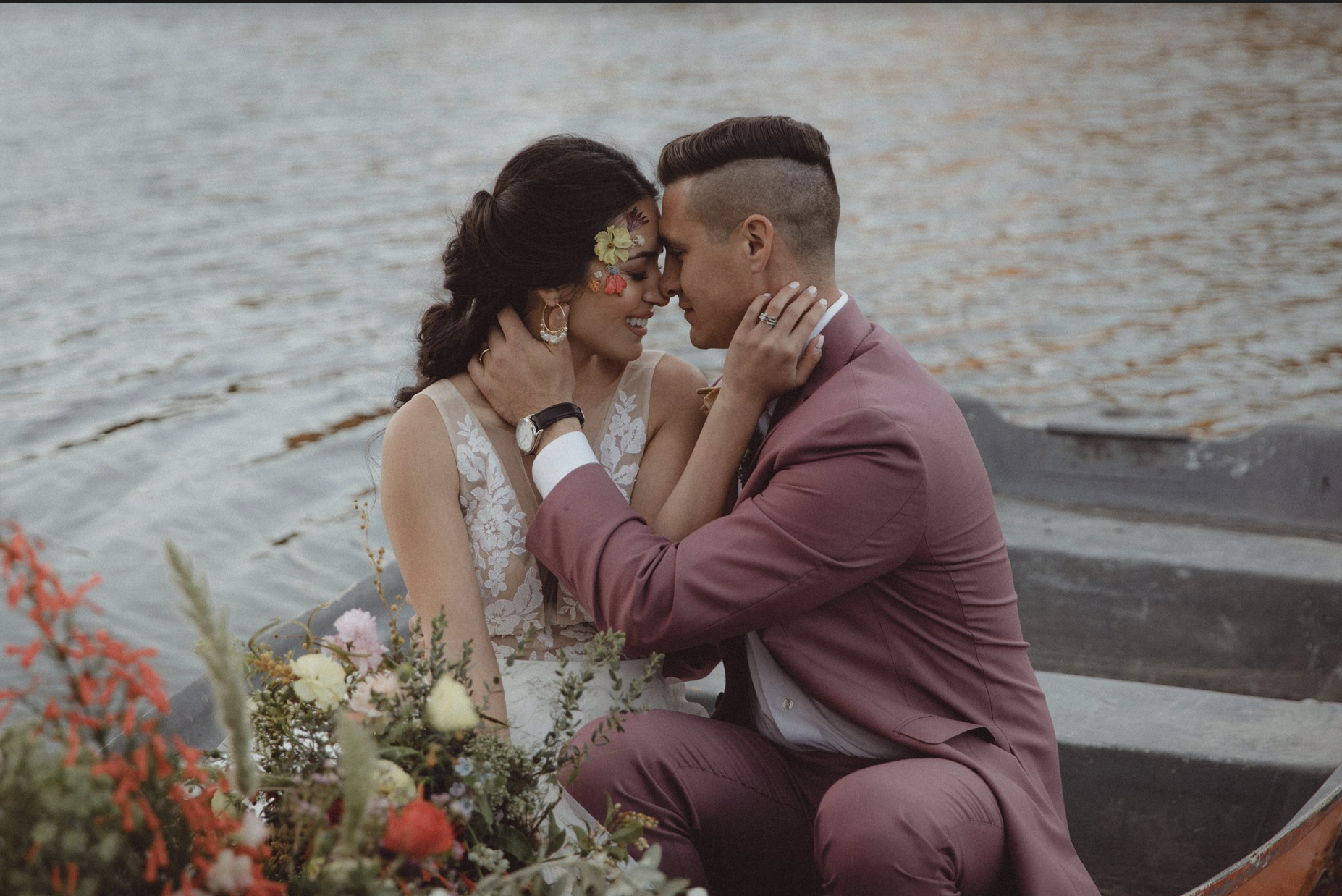 Dark and moody editing style from a styled wedding shoot