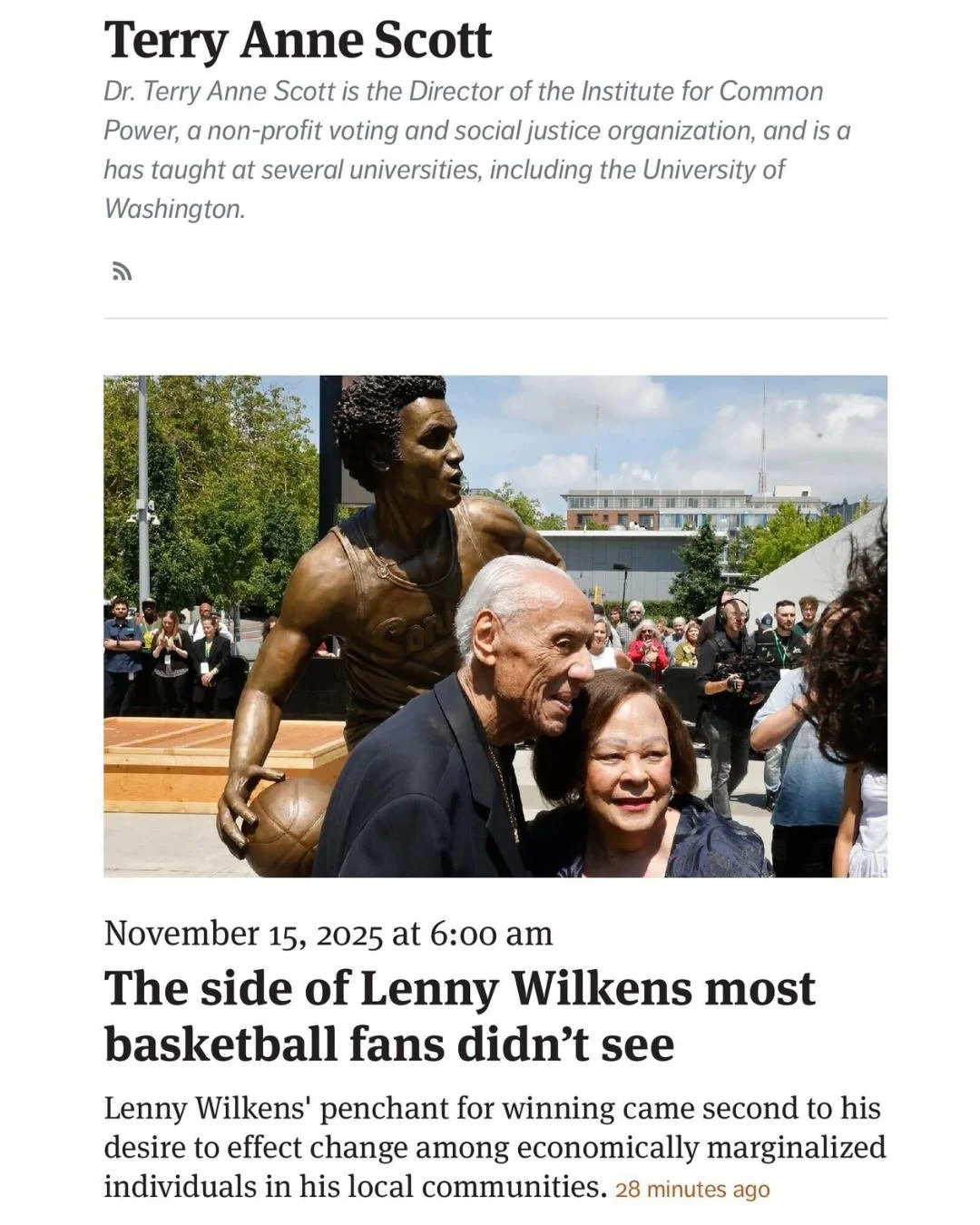 &quot;Lenny Wilkens rose to sporting fame and became a philanthropic hero and civil rights crusader along the way. His success reminds us that our encounters can either destroy us or inform our perseverance, our desire to create a world of justice an