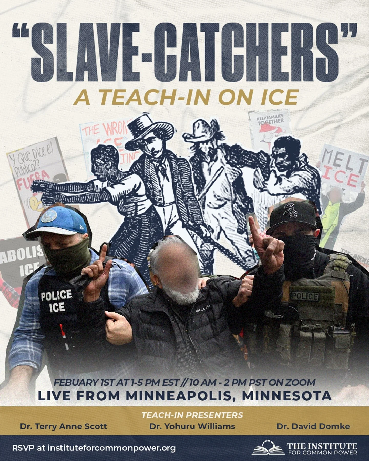 LIVE on the ground in Minneapolis @&zwnj;theinstitutecp is hosting a National Teach-In &ldquo;The Return of Slave-Catchers,&rdquo; to examine the history of slave patrols, the modern role of ICE, and the fight for human dignity today.

🗓️ Join us on