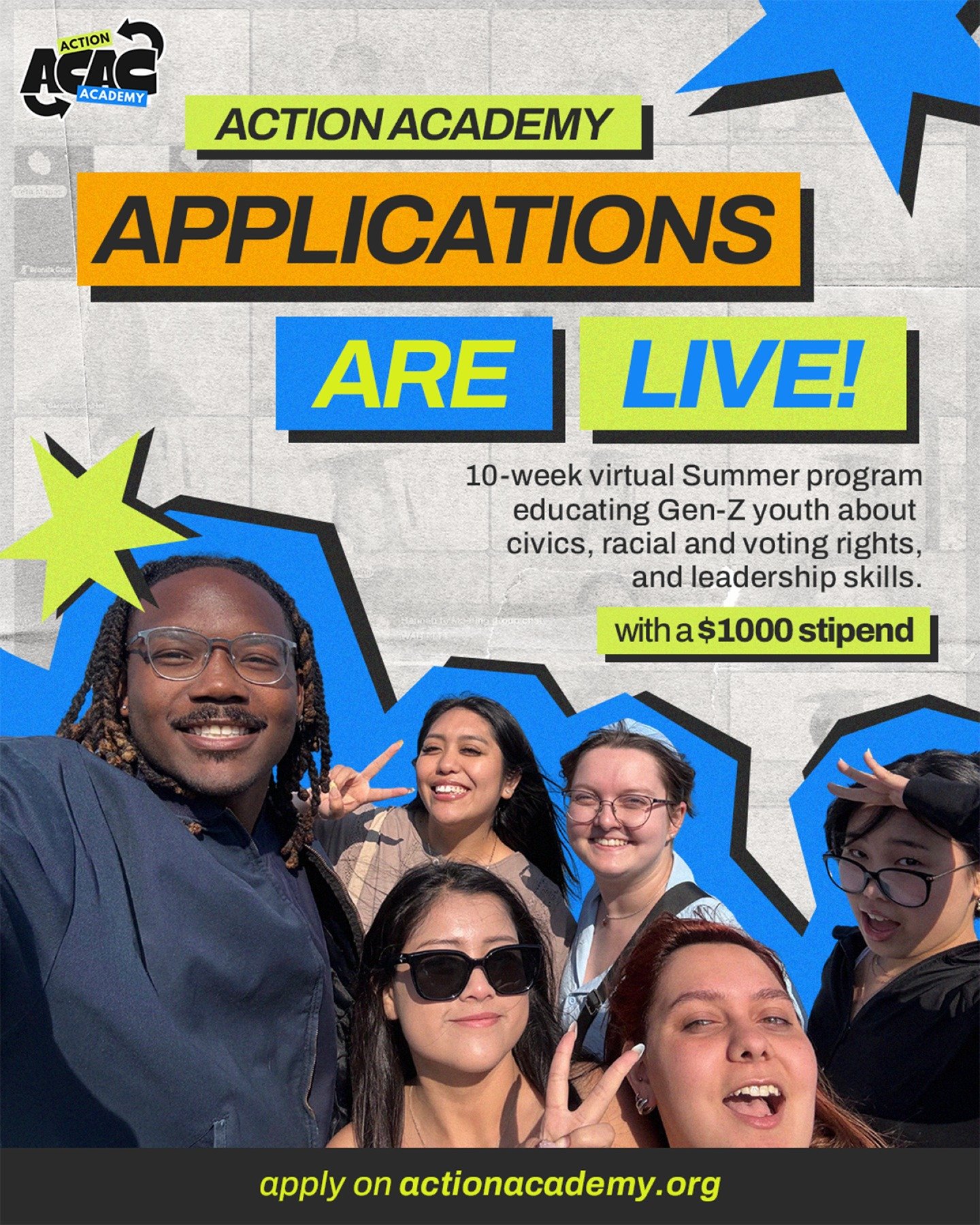 Don't worry, Action Academy Applications are still open 😮&zwj;💨

This is your chance to step into leadership and turn civic education into action this summer!

Apply now on actionacademy.org TODAY!!