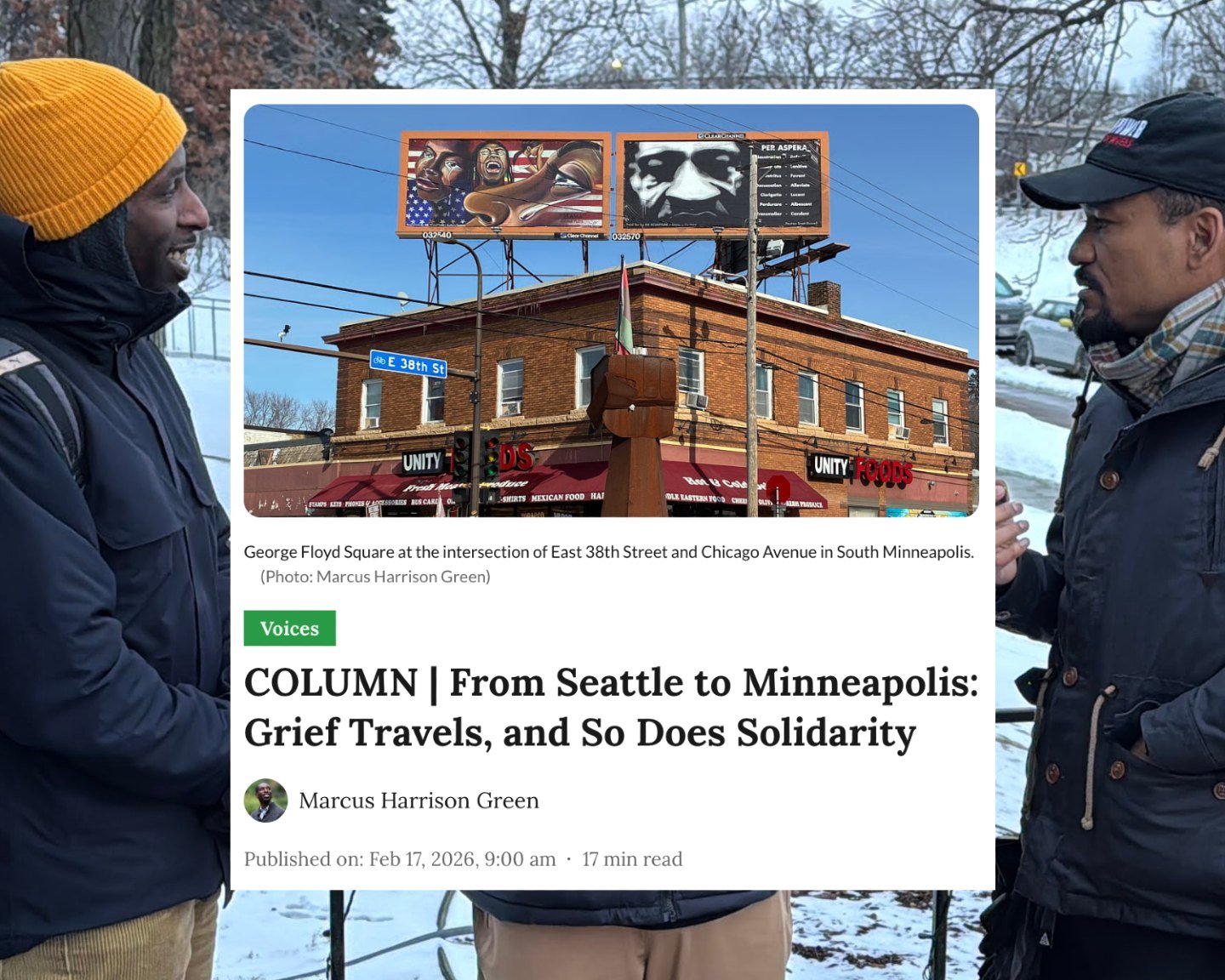 &ldquo;Civic integrity is not what a city says about itself. It is what a city does when its neighbors are afraid.&rdquo;

A new article by from the South Seattle Emerald is out and features our experience on the ground in Minneapolis with journalist