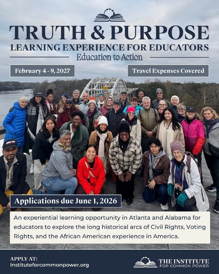 Calling all educators!! 📢

Join us on a journey that blends history, purpose, and action. 🌟 The Truth &amp; Purpose Learning Tours for Educators by @theinstitutecp offer more than just a look back&mdash;they inspire you to drive change forward.

Wa