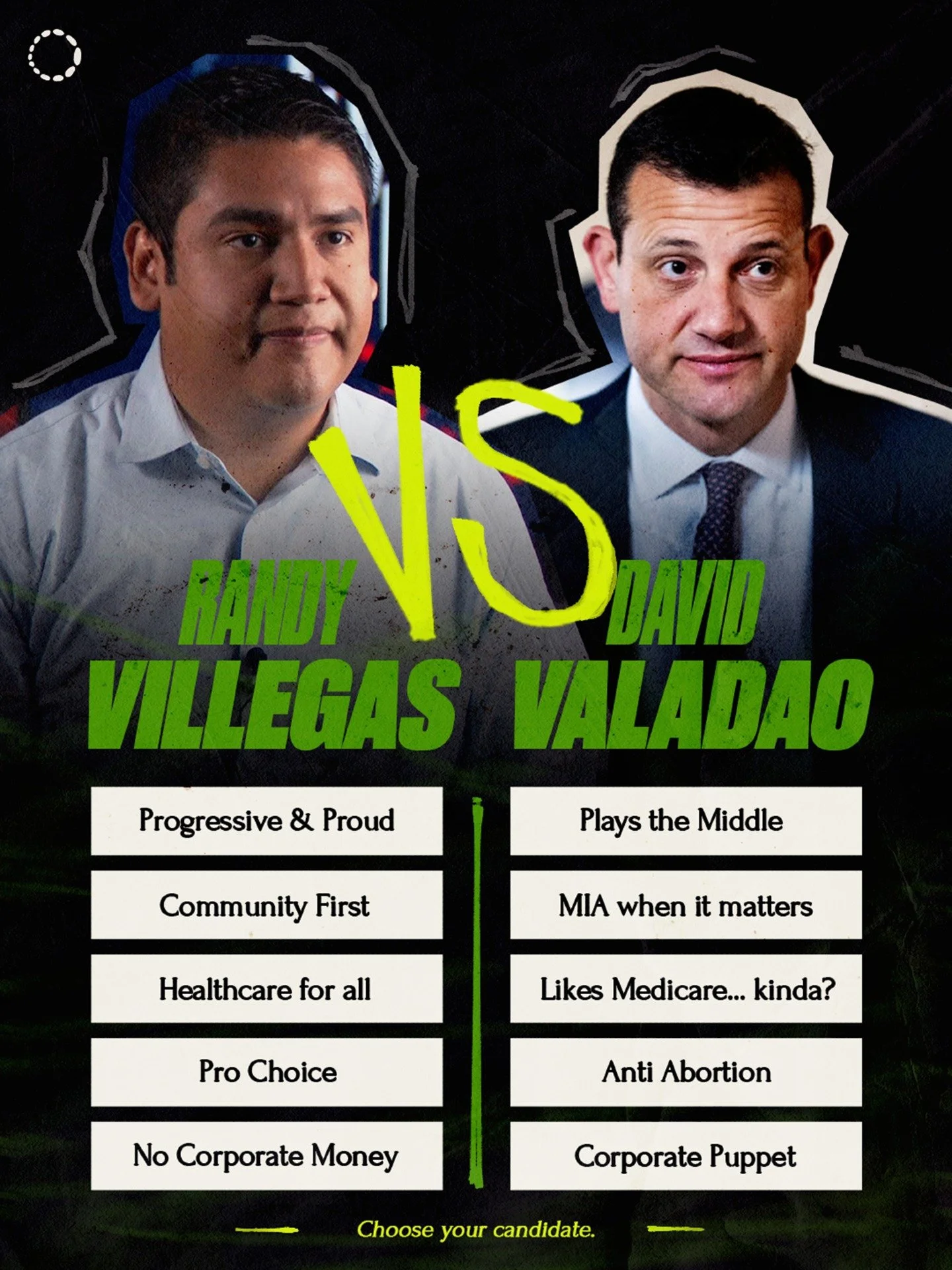 We&rsquo;re all in for @&zwnj;RandyVillegas because, in the face of fascism and growing unaffordability, he doesn&rsquo;t play both sides or take money that could compromise his platform. He&rsquo;s focused on fighting for the working class and prote
