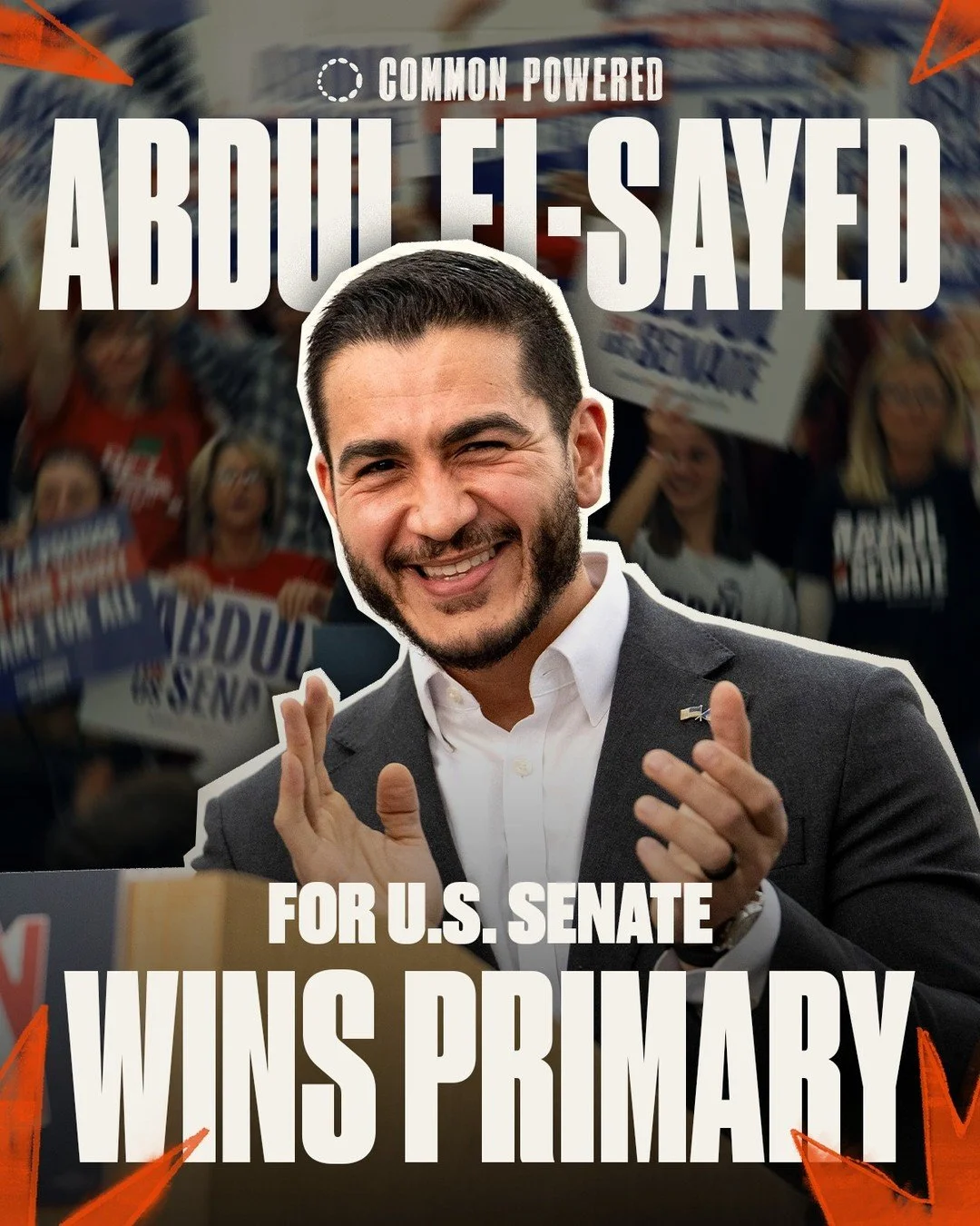 @&zwnj;abdulelsayed has won the Primary for U.S. Senate!!! 💥

This is a huge win and an important addition to the wave of leftist candidates who are championing affordability, defending our neighbors, and fighting for the working-class nationwide.

