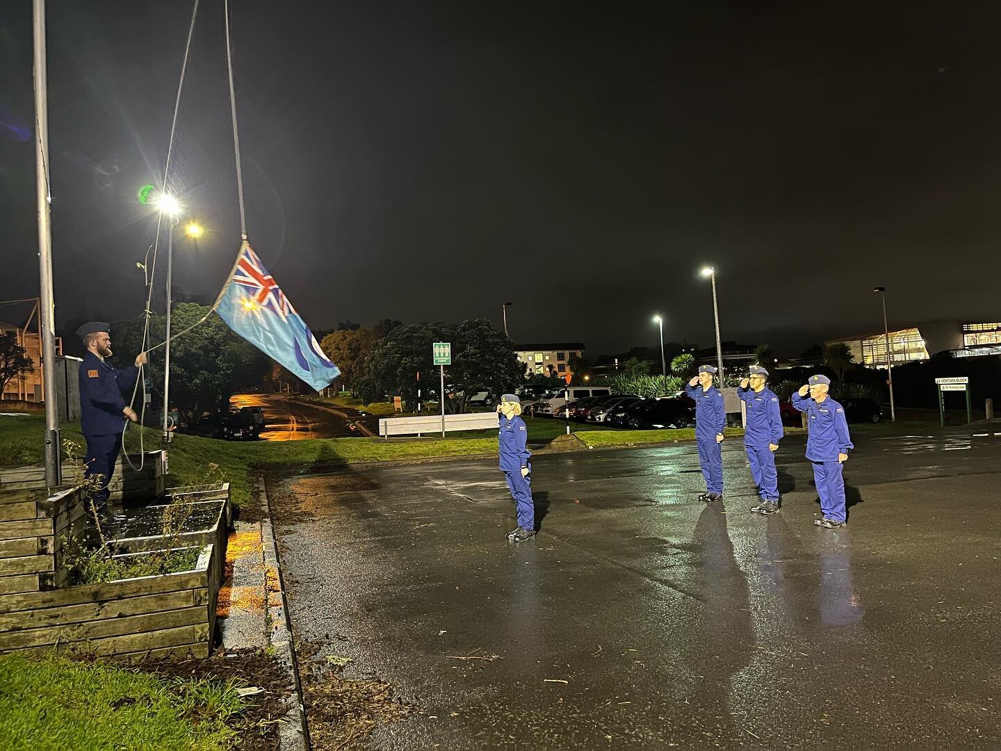 Tonight we bid farewell to what has been our home for 19 years. We celebrated by sharing a meal together while practicing for our upcoming Dine In. We lowered the ensign for the last time at the end of the night as an officer team. 

Mā whero mā pang