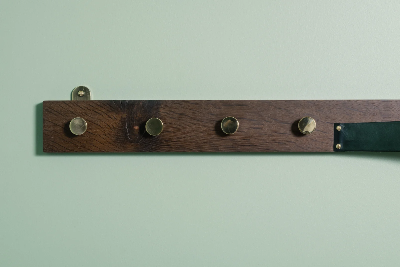 M74 Method Studio leather, wood and brass coat hook