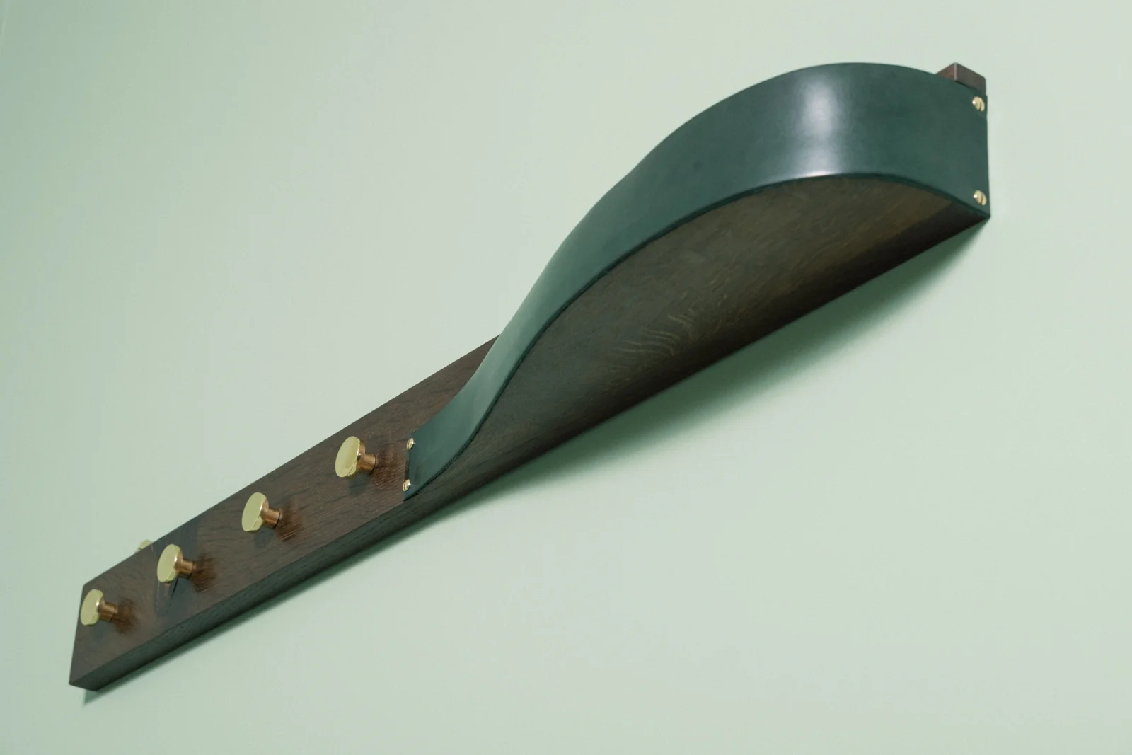 M74 Method Studio leather, wood and brass coat hook