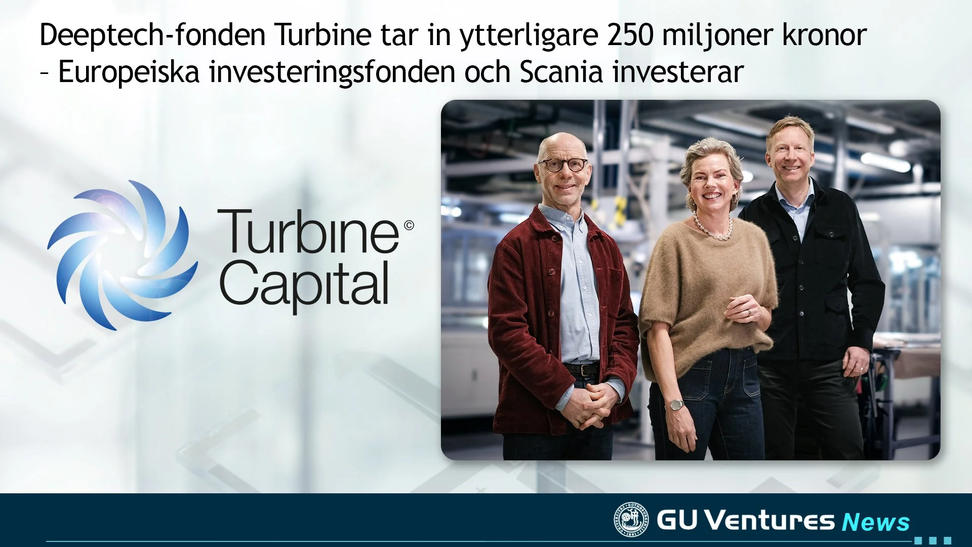 Deeptech-fonden Turbine tar in ytterligare 250 miljoner kronor – Europeiska investeringsfonden och Scania investerar