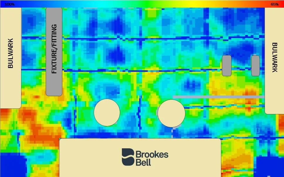 Final PEC Deck scan for a report showing a deck and fixtures on a Superyacht
