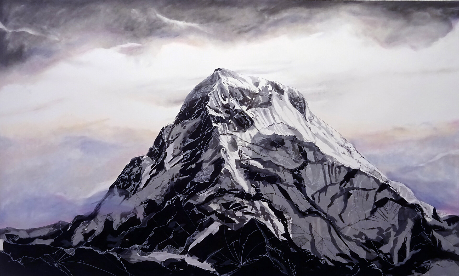No 9. Mount Everest, 1m x 1.5m, Pen, Paint Marker and Pastel on Paper.jpg