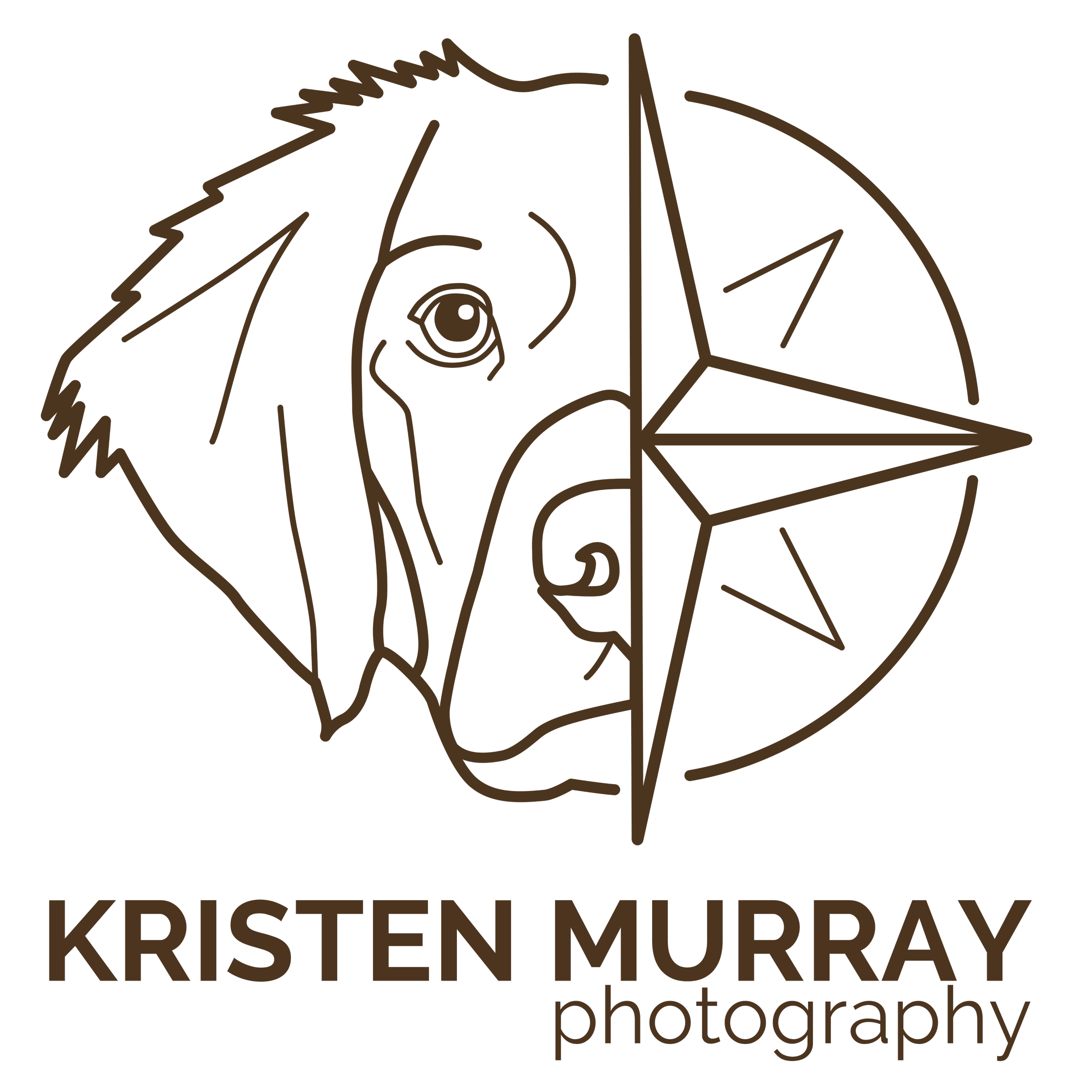 Logo featuring an outline of a dog's face combined with a compass rose, with the text "Kristen Murray Photography" beneath it.
