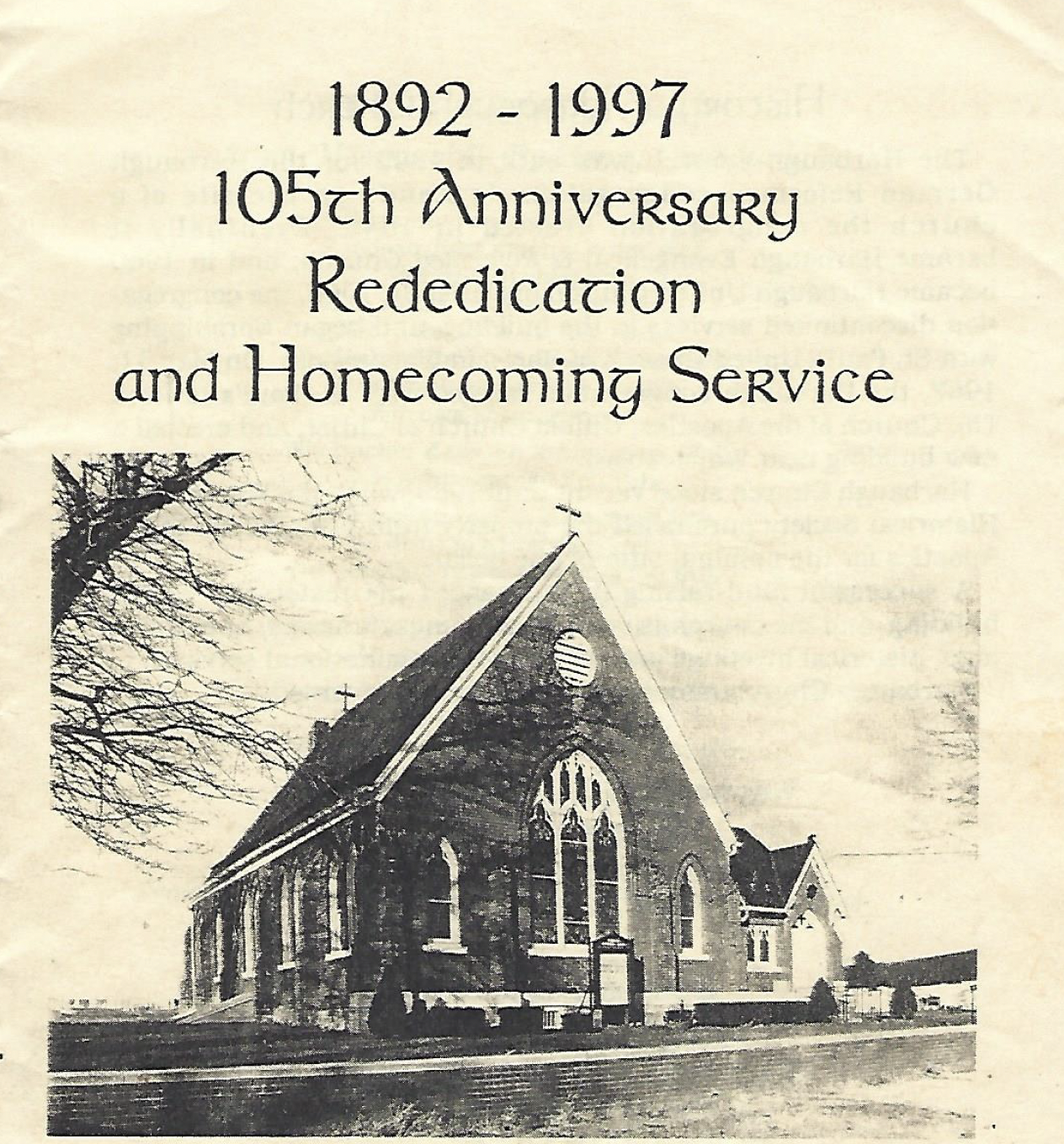 1997 Harbaugh Church Rededication (105 years) program