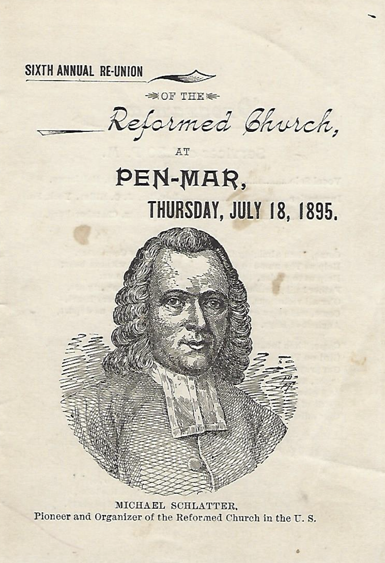 Reformed Church Reunion Program from 1895