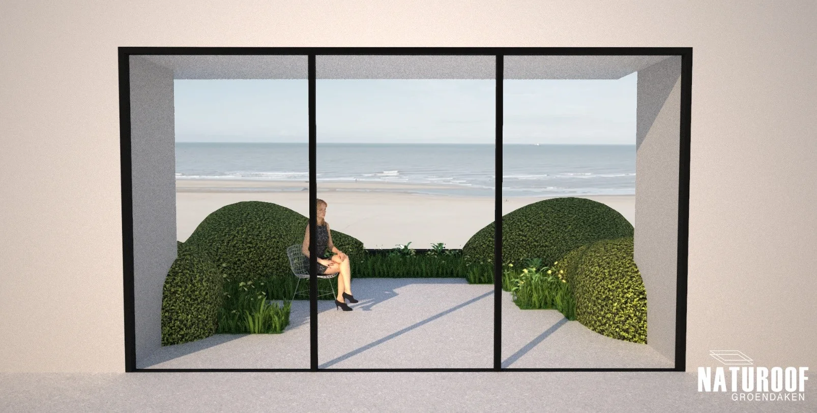 3D Visualisation jardin de toit à la digue