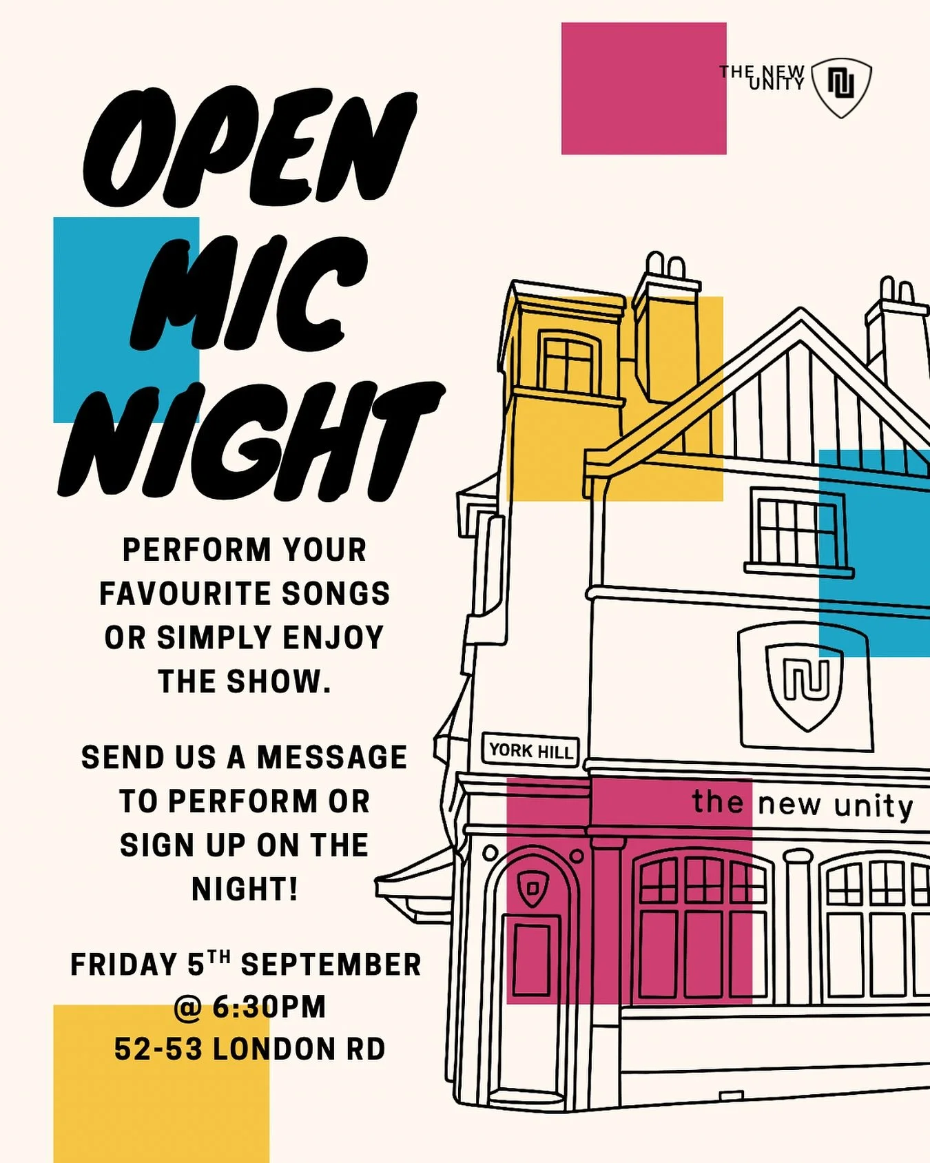 You liked it so much the first time so we did it again…
The New Unity’s open mic night returns Friday 5th of September @ 6:30pm
PERFORMERS please send us a message as slots are still available 🎤
#brighton #brightonpubs #openmic #spor