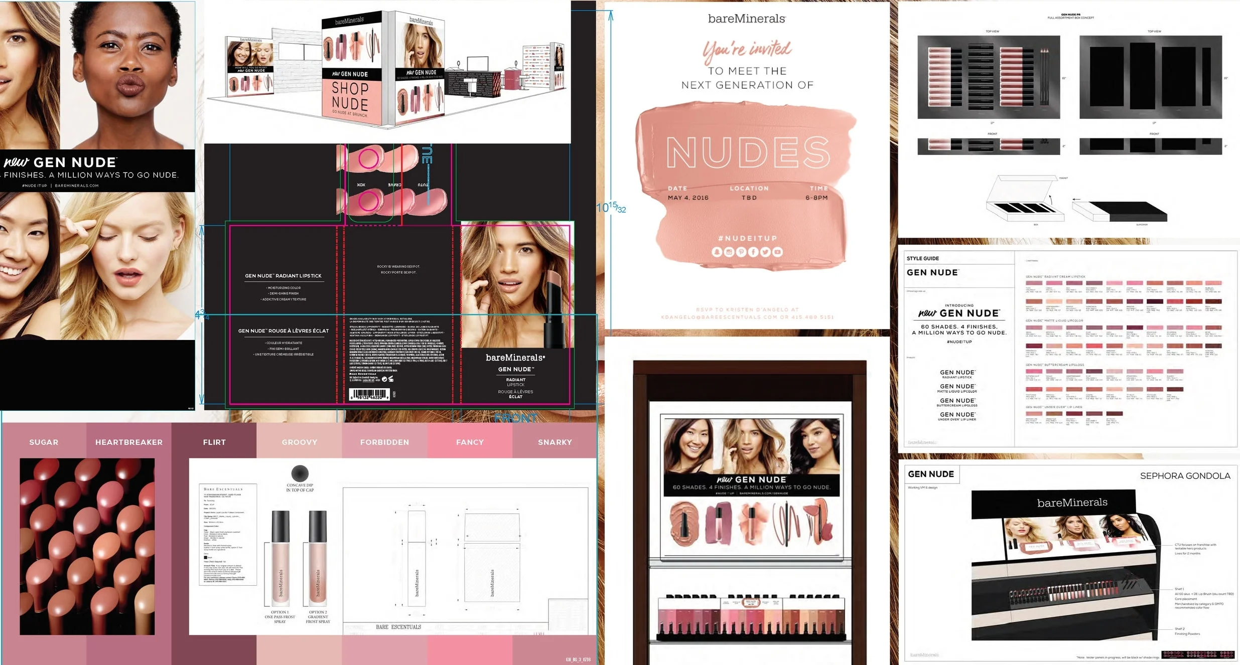 Gen nude lip launch Packaging, VM, Event, and Marketing
