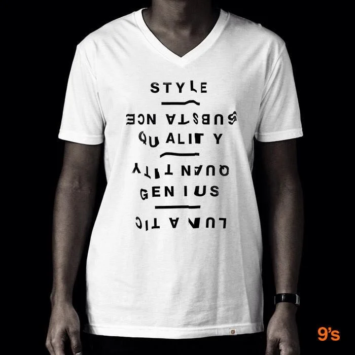 Printed V-neck Over Under T-shirt