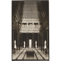 RIBA65031 Competition design for the Shrine of Remembrance (the National War Memorial of Victoria), Melbourne: interior perspective of inner shrine