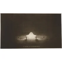 RIBA65033 Competition design for the Shrine of Remembrance (the National War Memorial of Victoria), Melbourne: perspective from city approach